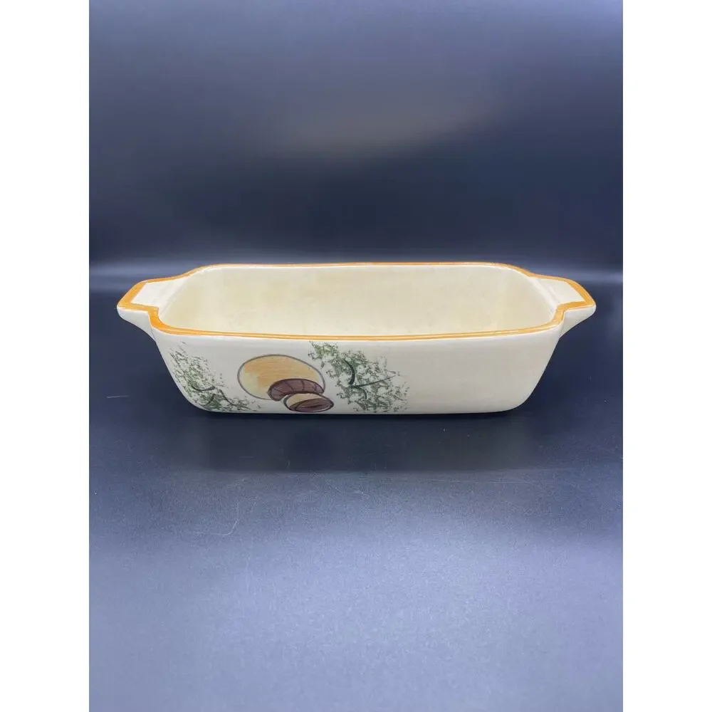 Vintage Los Angeles Pottery Bread / Loaf Pan 70’s Mushrooms *See paint photo